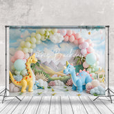 Lofaris Cute Dinosaurs Mountain Balloon Cake Smash Backdrop